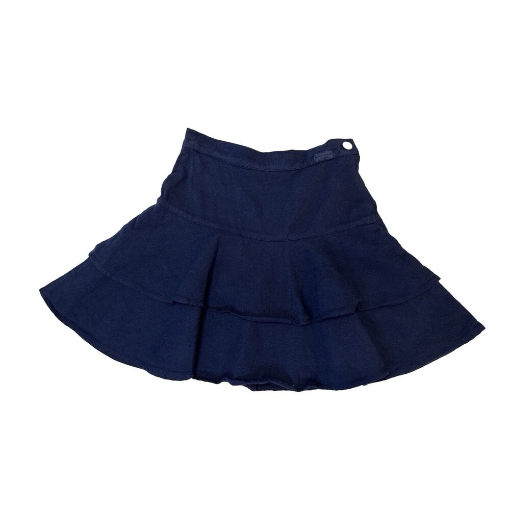 Guess Girls Navy Ruffle Skirt S 12 Made in USA Y2K Vintage Style 100% Cotton